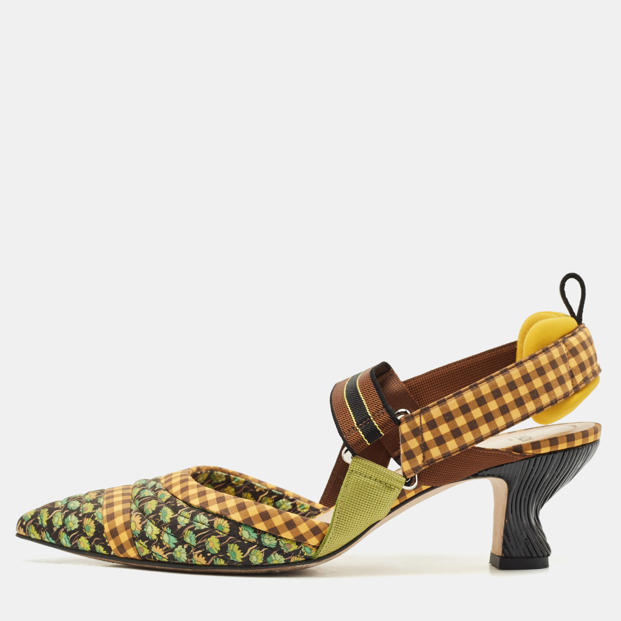 

Fendi Multicolor Fabric Colibri Pointed Toe Slingback Pumps Size