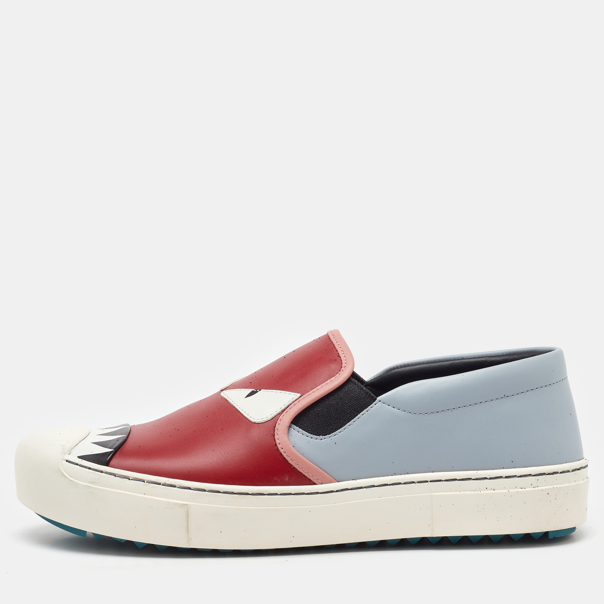 

Fendi Multicolor Leather Monster Slip On Sneakers Size