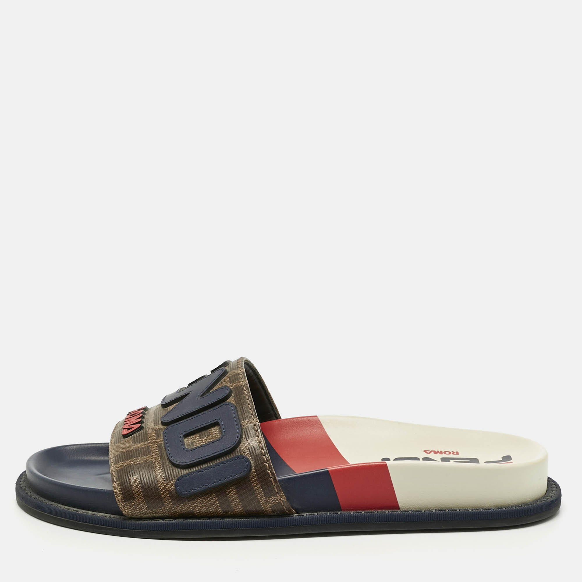 

Fendi Multicolor Coated Canvas and Leather Mania Flat Slide Size