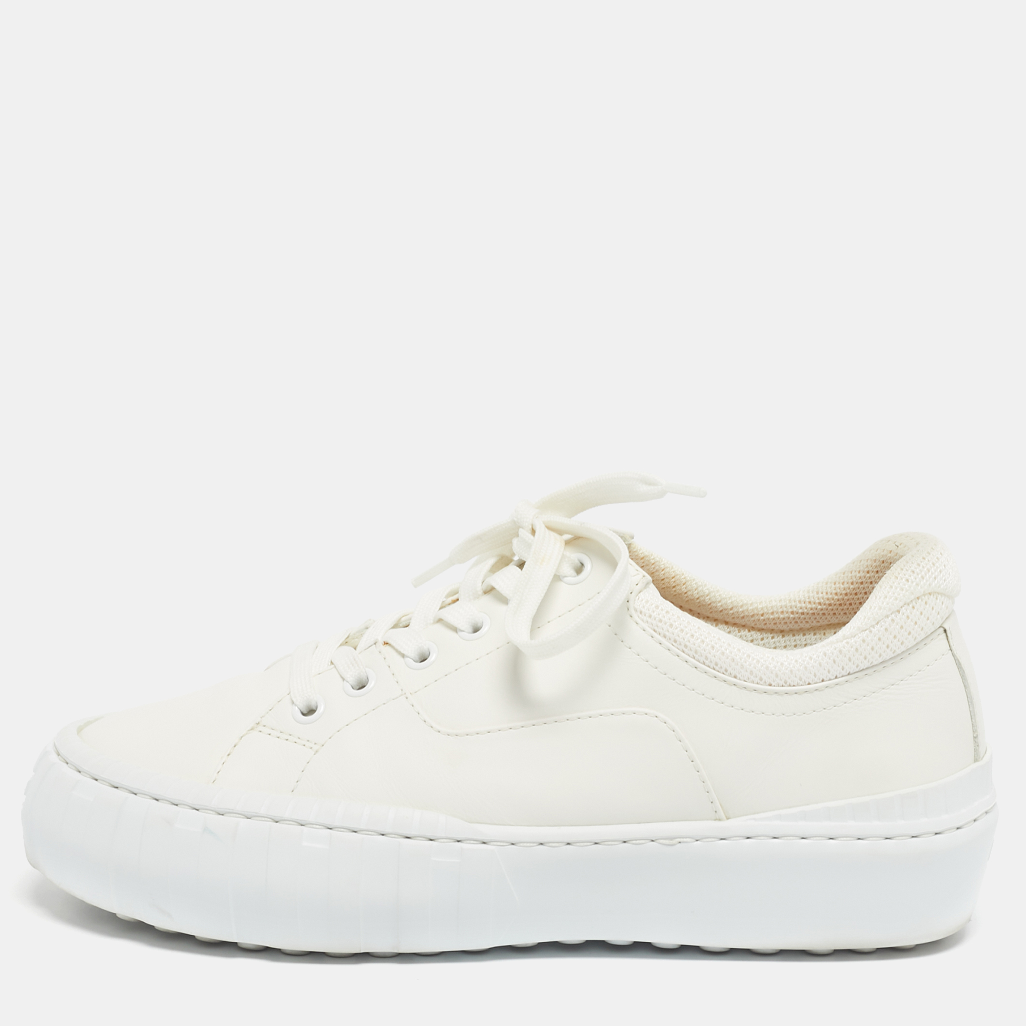 

Fendi Off White Leather and Mesh Force Sneakers Size