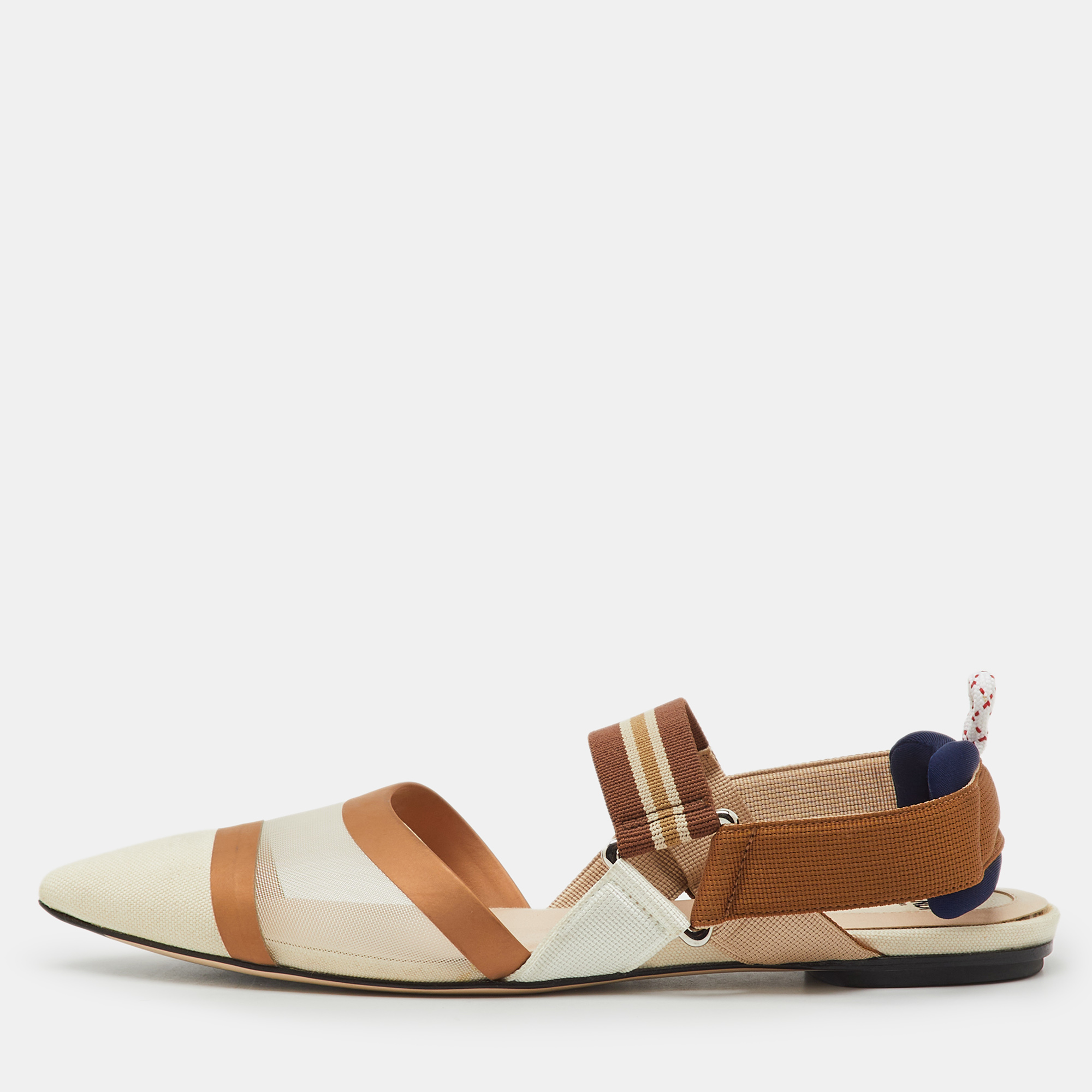 

Fendi Tricolor Technical Mesh and Fabric Colibri Slingback Flats Size, Multicolor