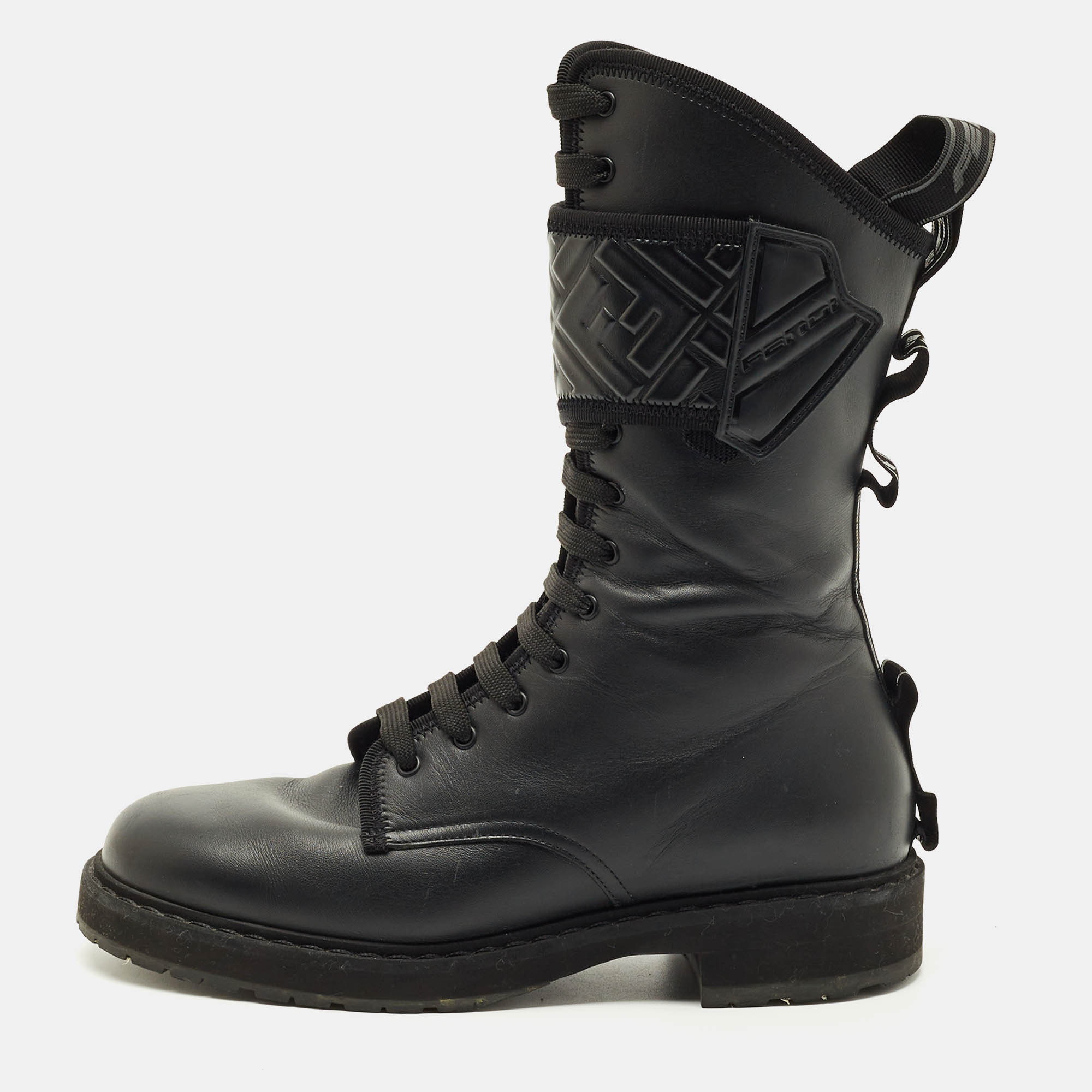 

Fendi Black Leather Forever Fendi Hiking Boots Size