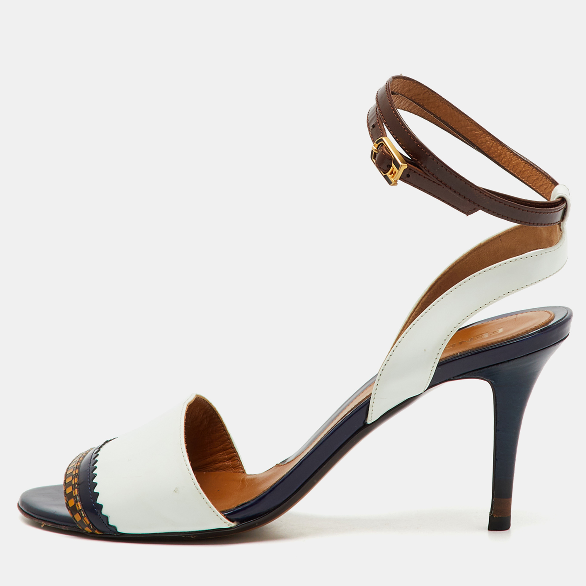 

Fendi Multicolor Leather Ankle Wrap Sandals Size