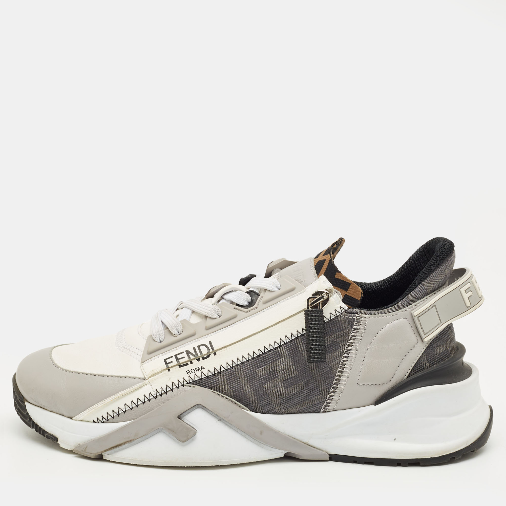 Pre-owned Fendi Multicolor Suede And Mesh Flow Low Top Sneakers Size 40