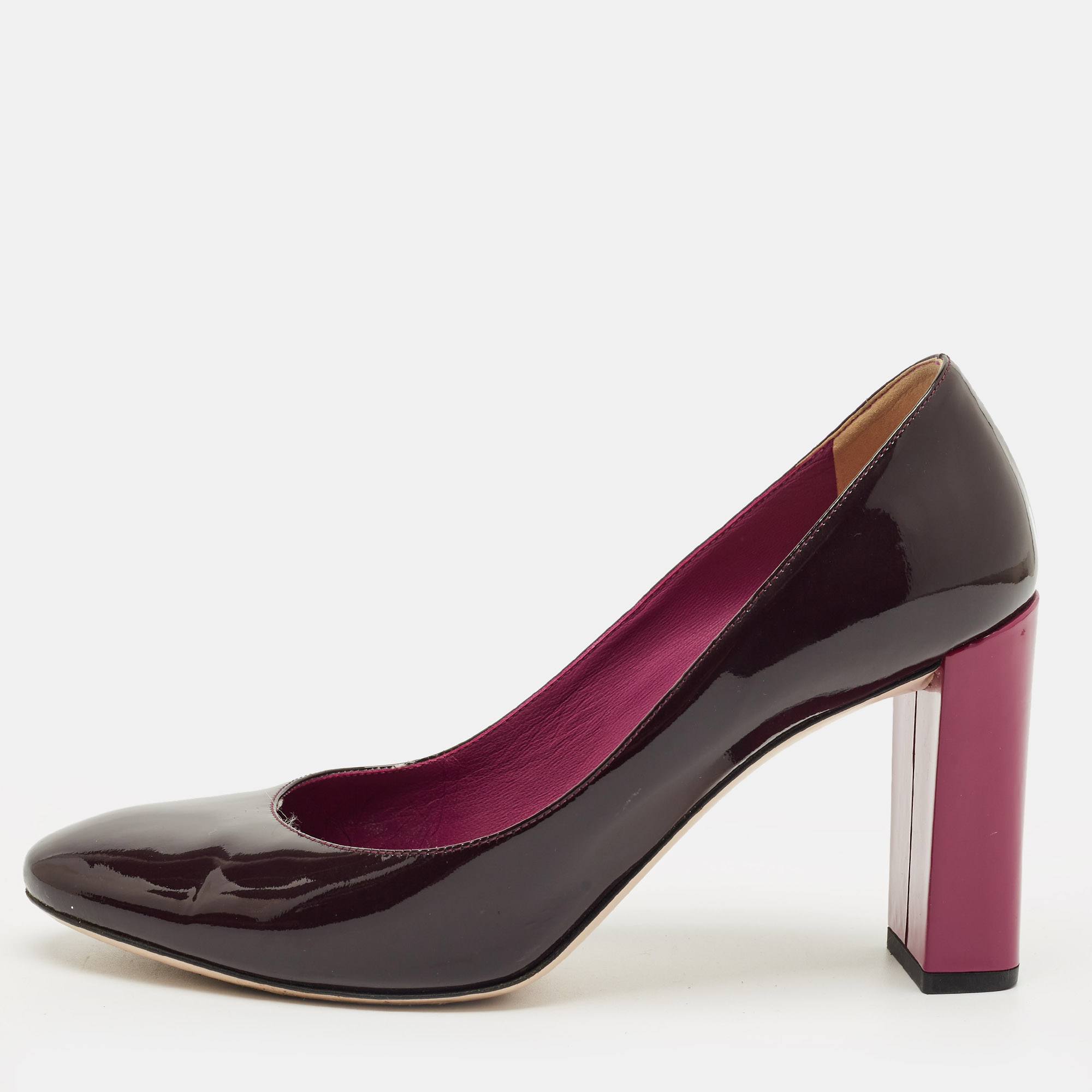 

Fendi Burgundy Patent Leather Block Heel Pumps Size