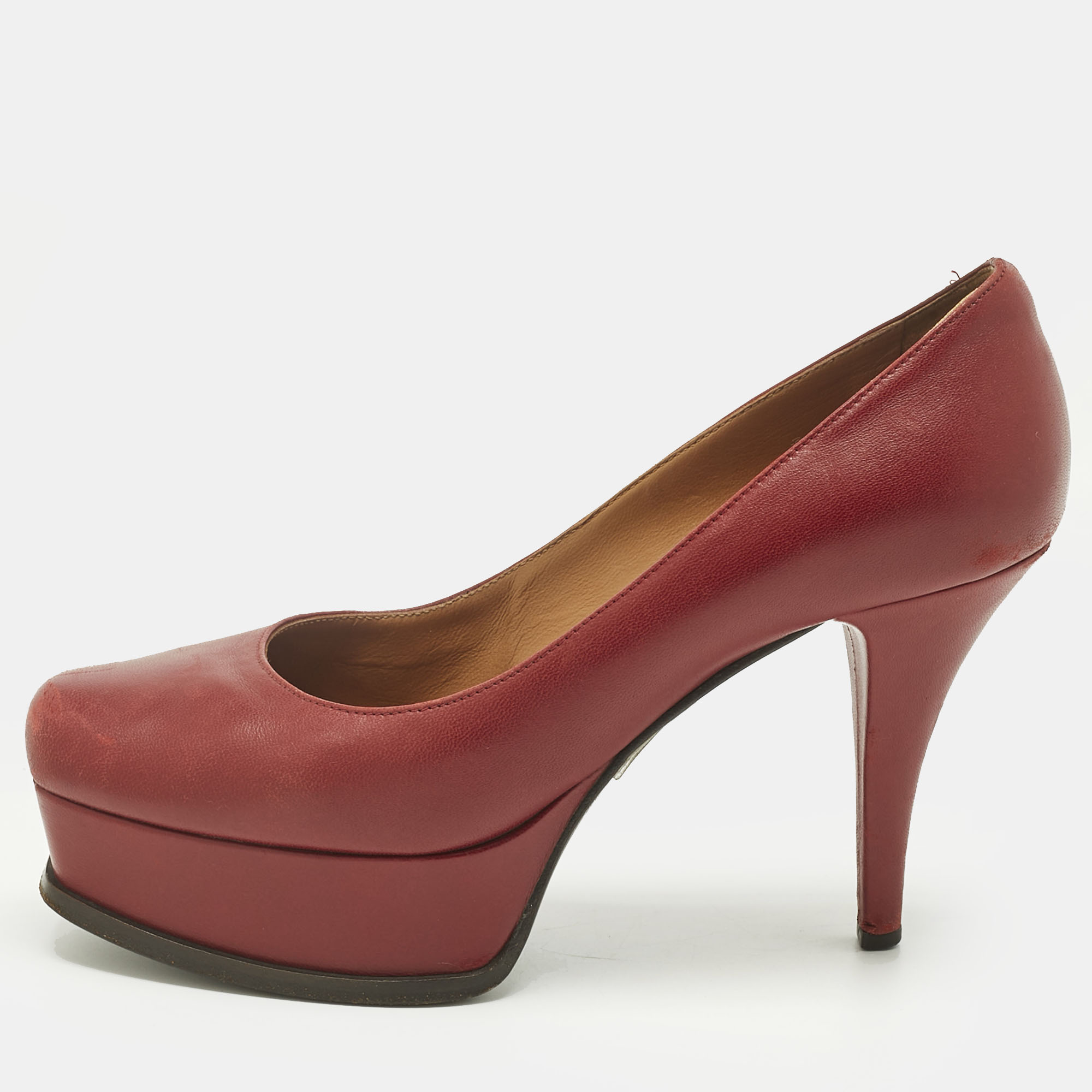 Pre-owned Fendi Sta Platform Pumps Size 37.5 In Red