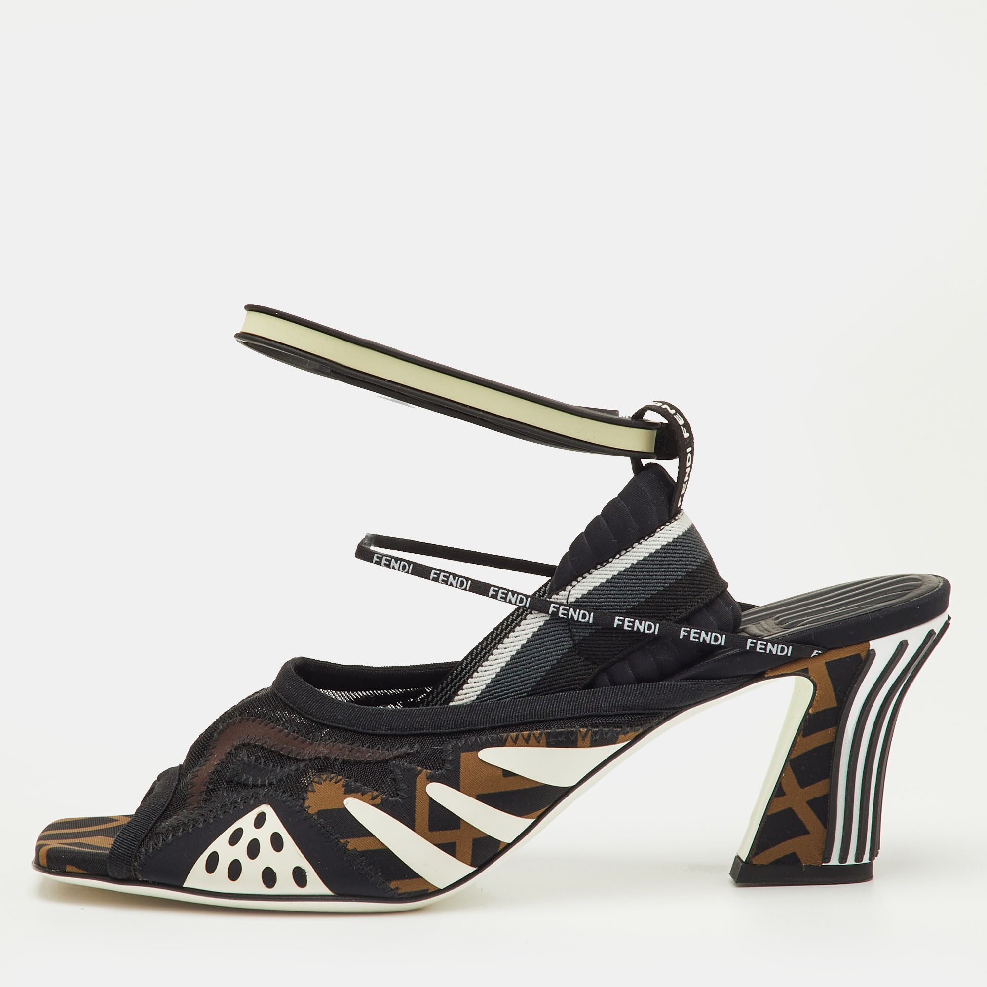FENDI Pre-owned Multicolor Neoprene And Technical Mesh Patchwork Ffreedom Sandals Size 40