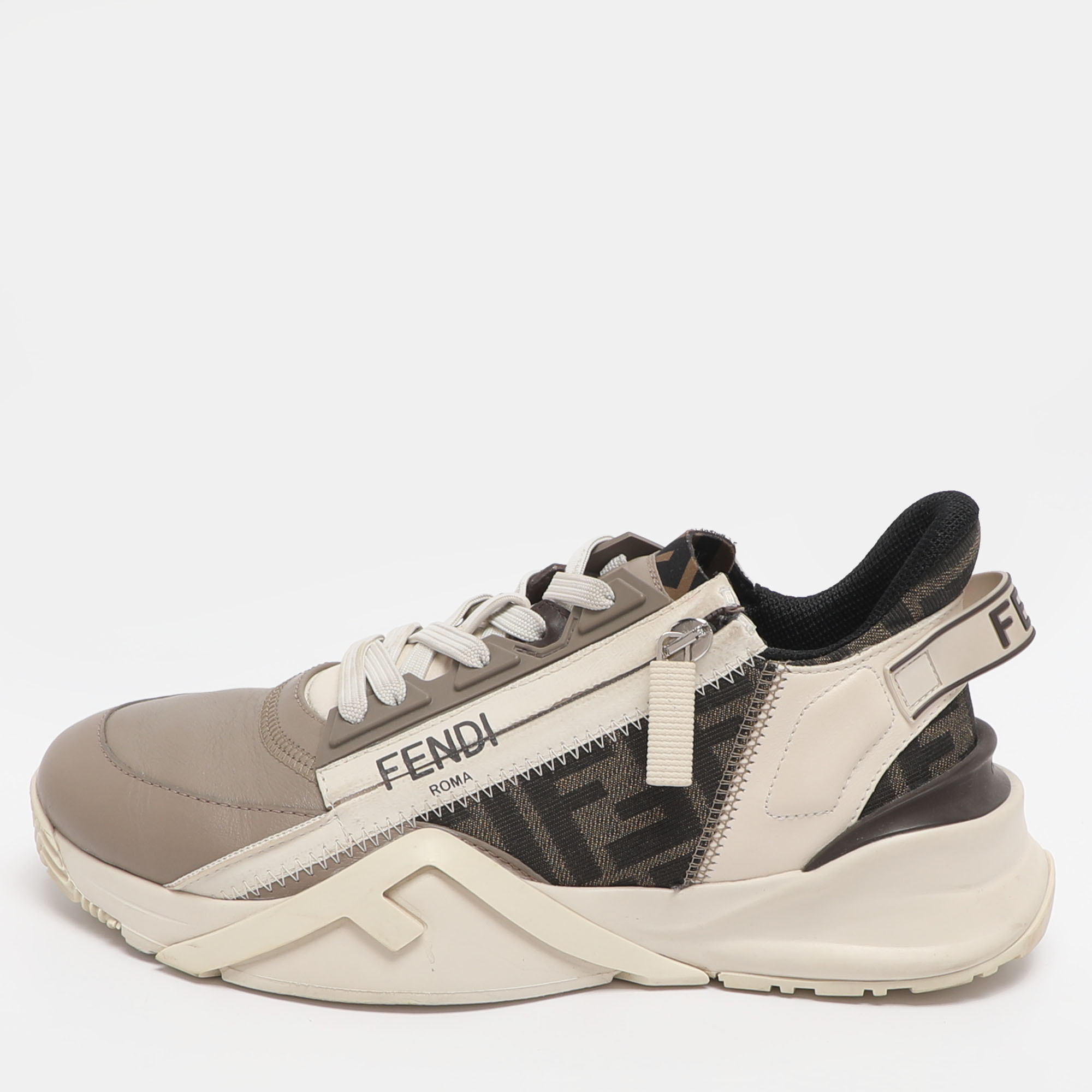 Click to view more detailed imagery on our partner's website Pre-owned Fendi Flow Size 37 Multicolor Canvas And Leather Low Top Sneakers