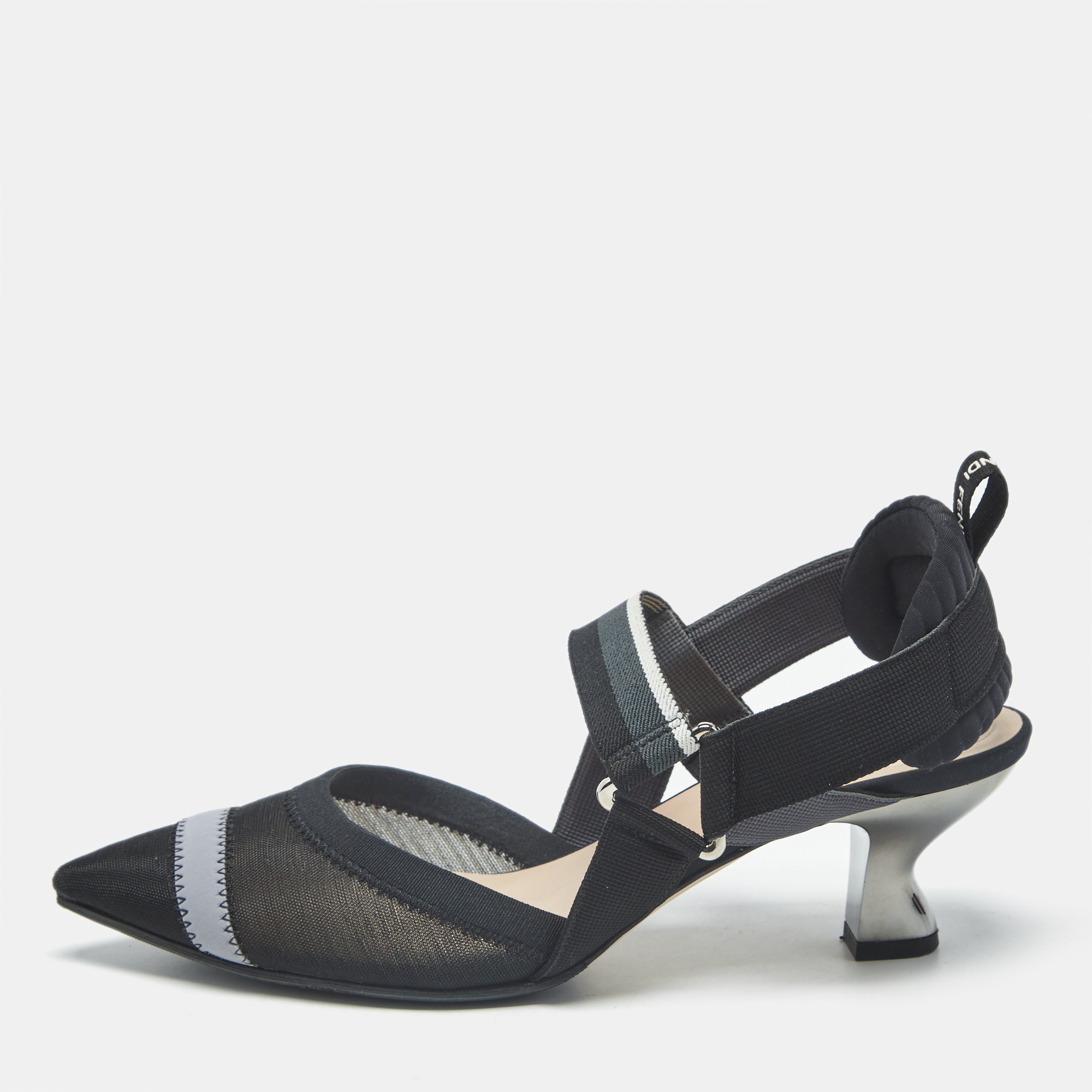 

Fendi Colibri Size  Black Mesh Slingback Pumps