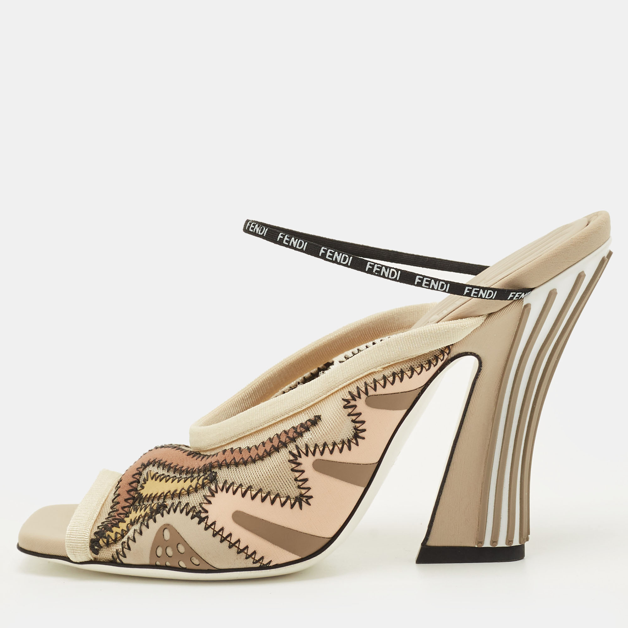 

Fendi Size  Multicolor Fabric and Mesh Ankle Strap Sandals
