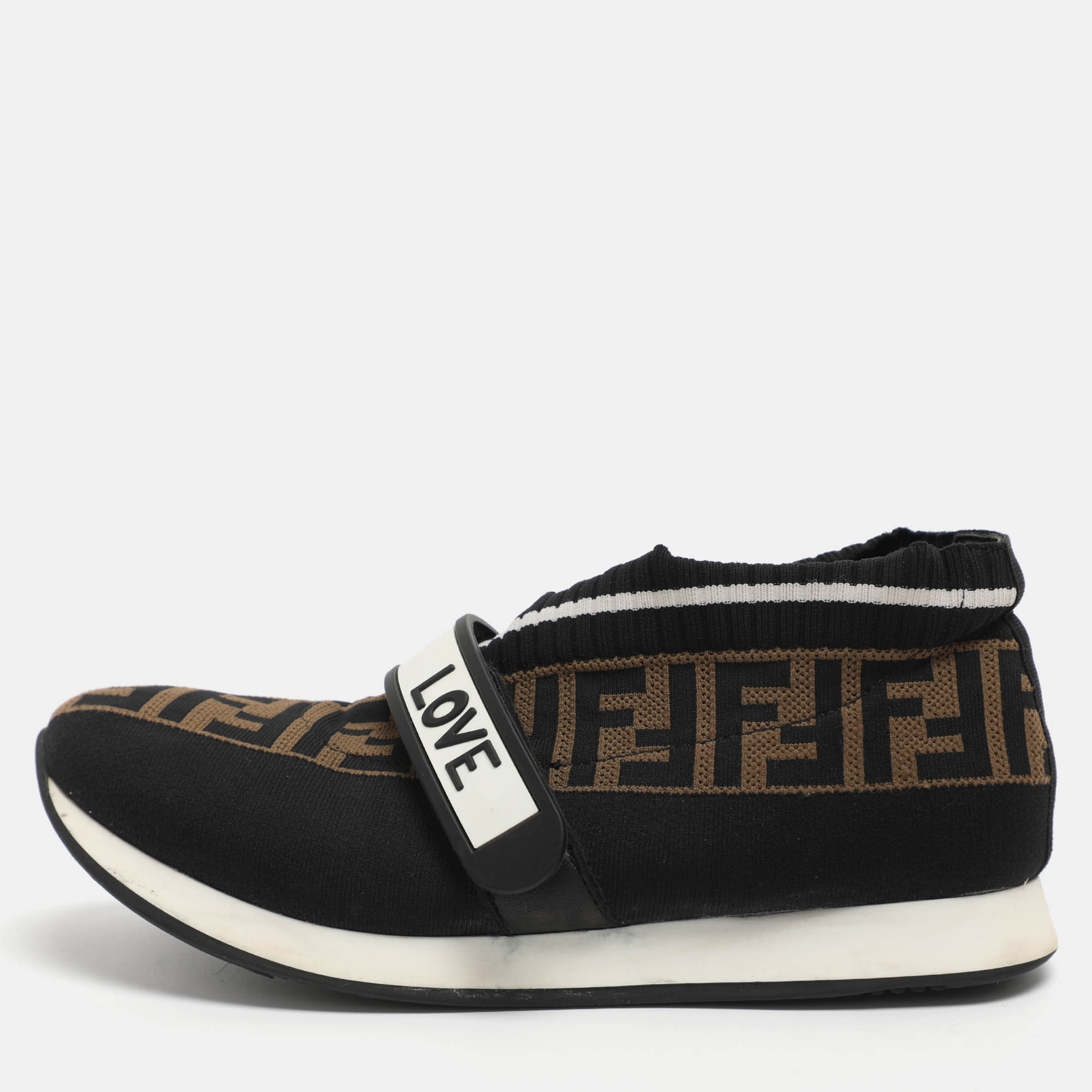 

Fendi Rockoko Size  Brown Zucca Knit Fabric Low Top Sneakers