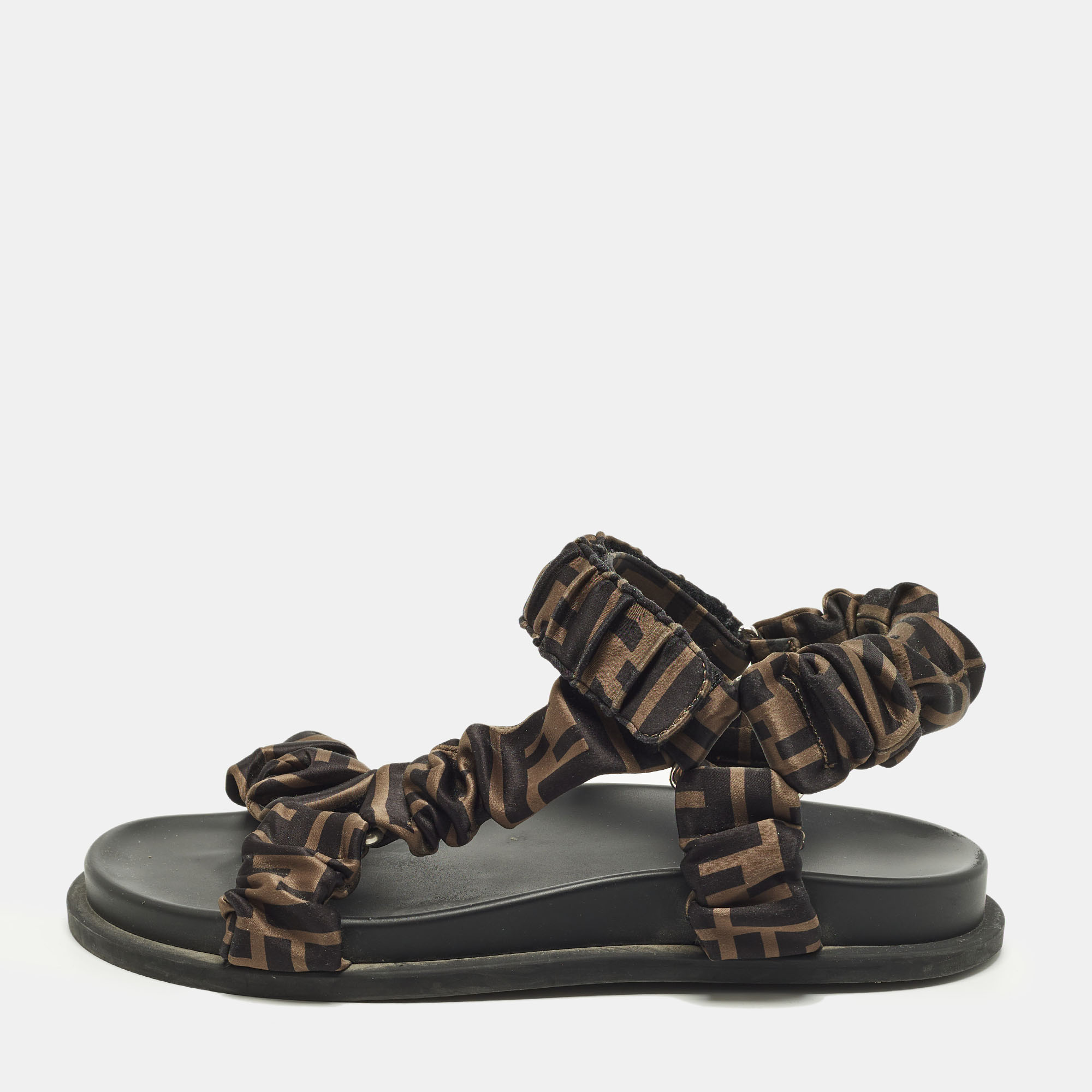 

Fendi Feel Size  Brown Satin Ankle Strap Sandals