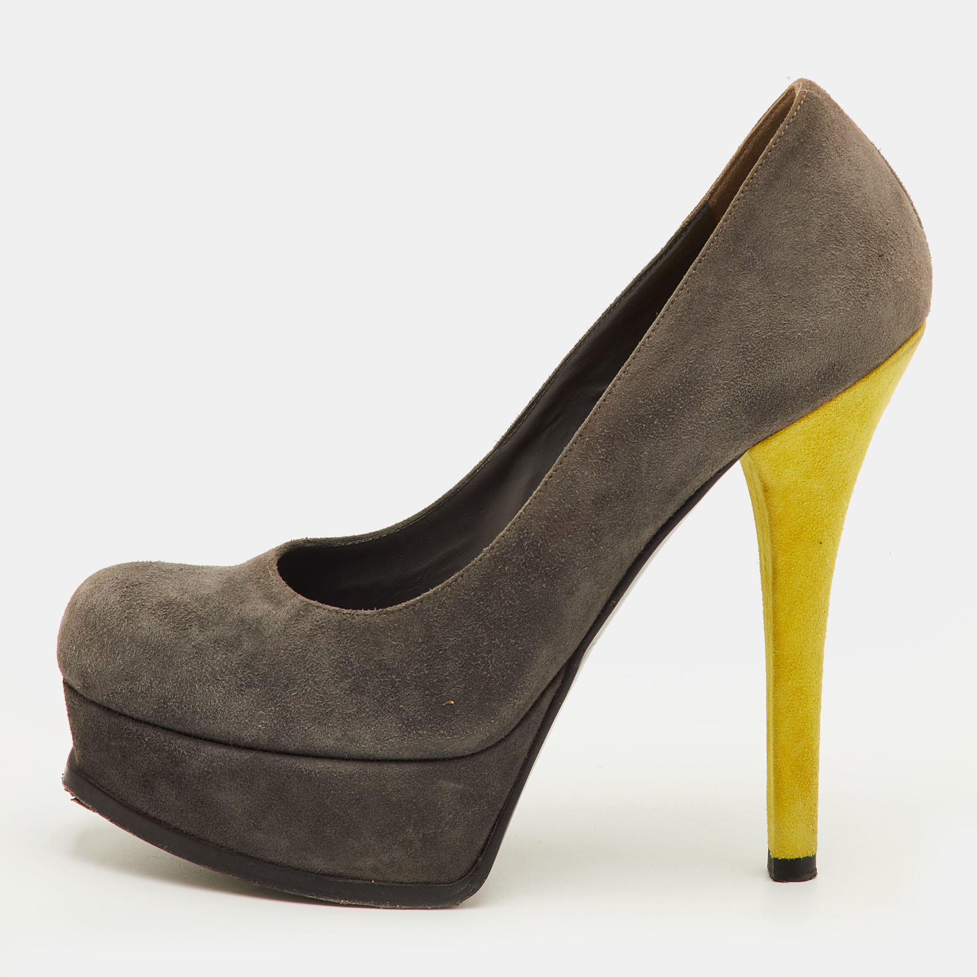 

Fendi Fendista Size  Grey/Green Suede Platform Pumps