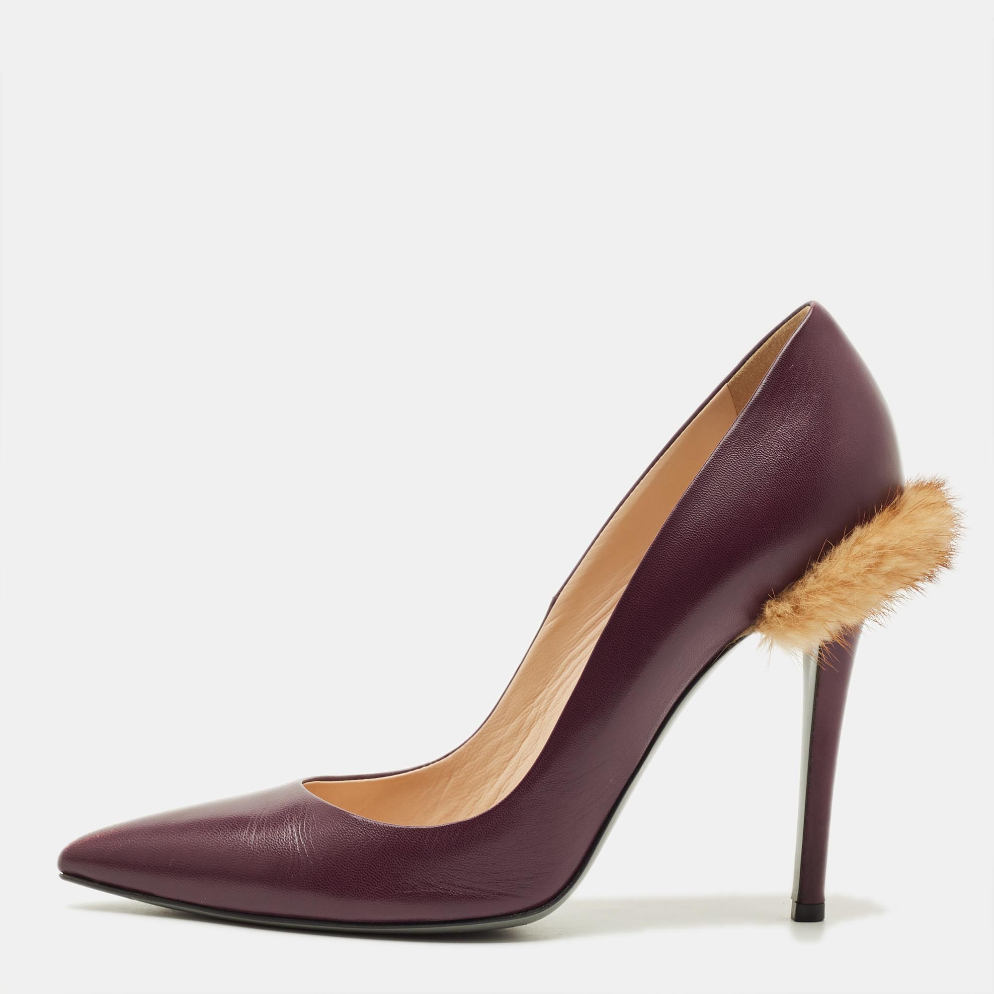 

Fendi Size  Purple Leather and Mink Fur Pumps