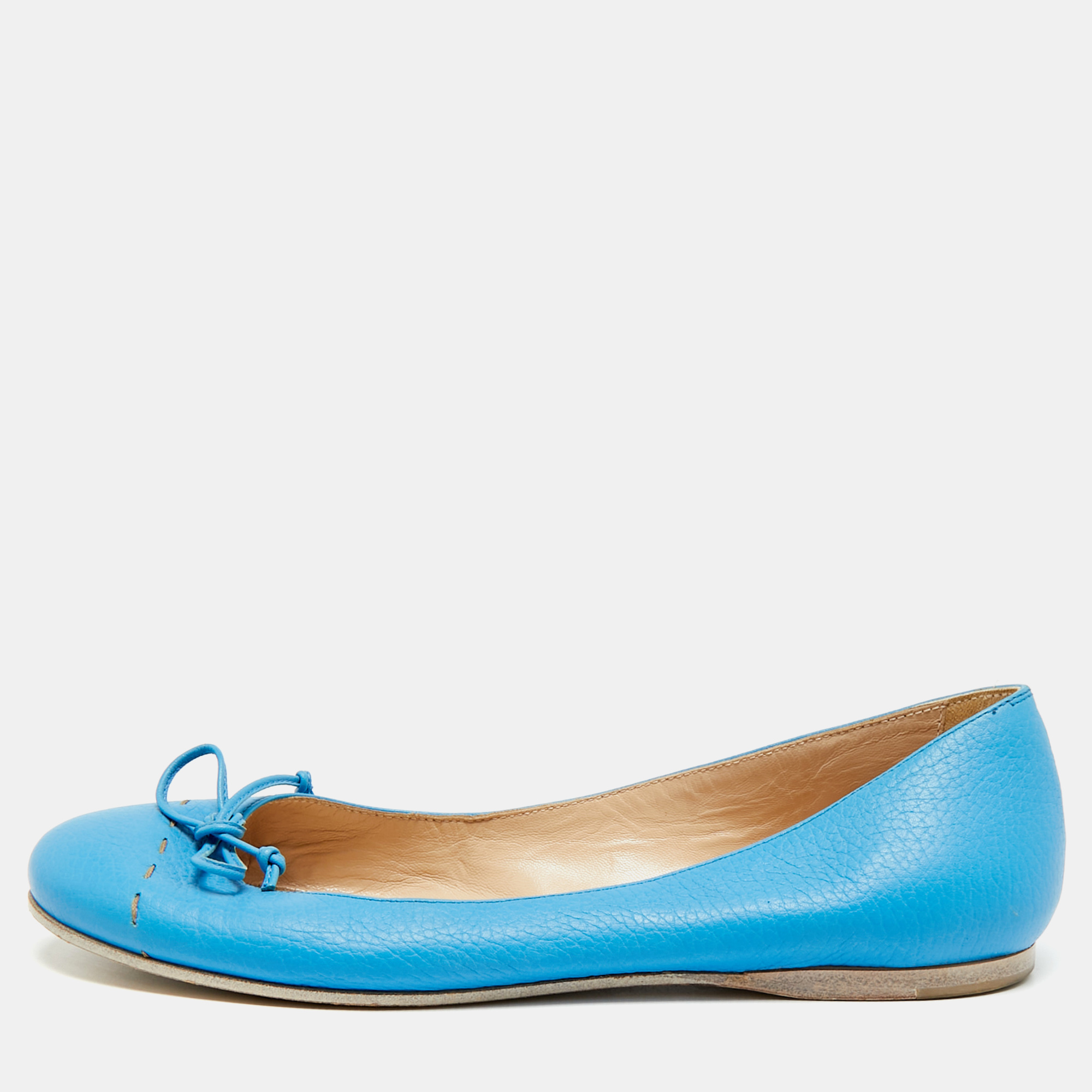 

Fendi Size  Blue Leather Bow Ballet Flats