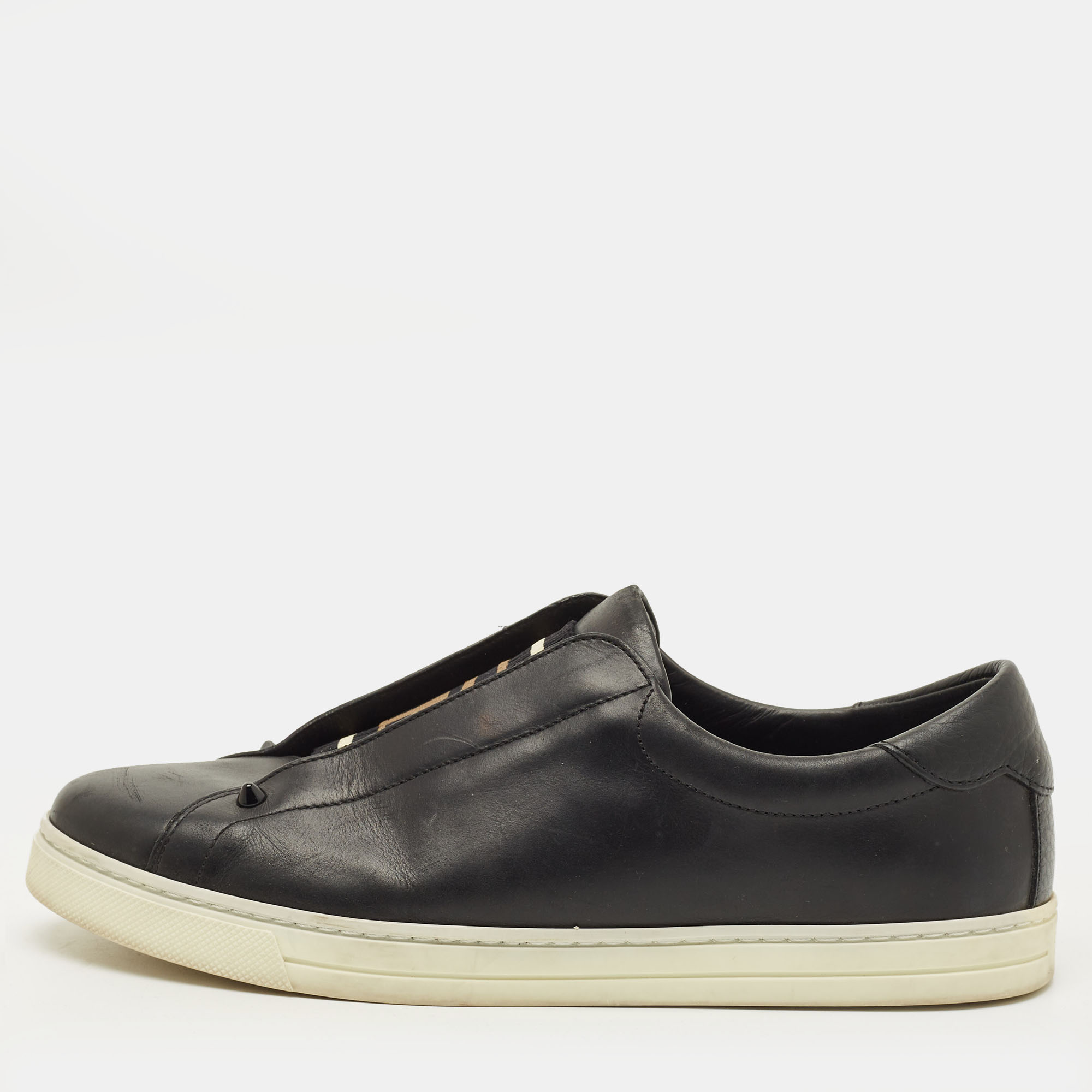 

Fendi Rockoclick Size  Black Leather Slip On Sneakers