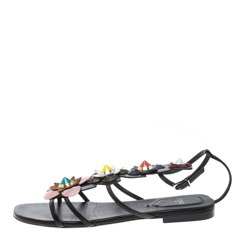 

Fendi Multicolor Leather Flowerland Ankle Strap Gladiator Sandals Size