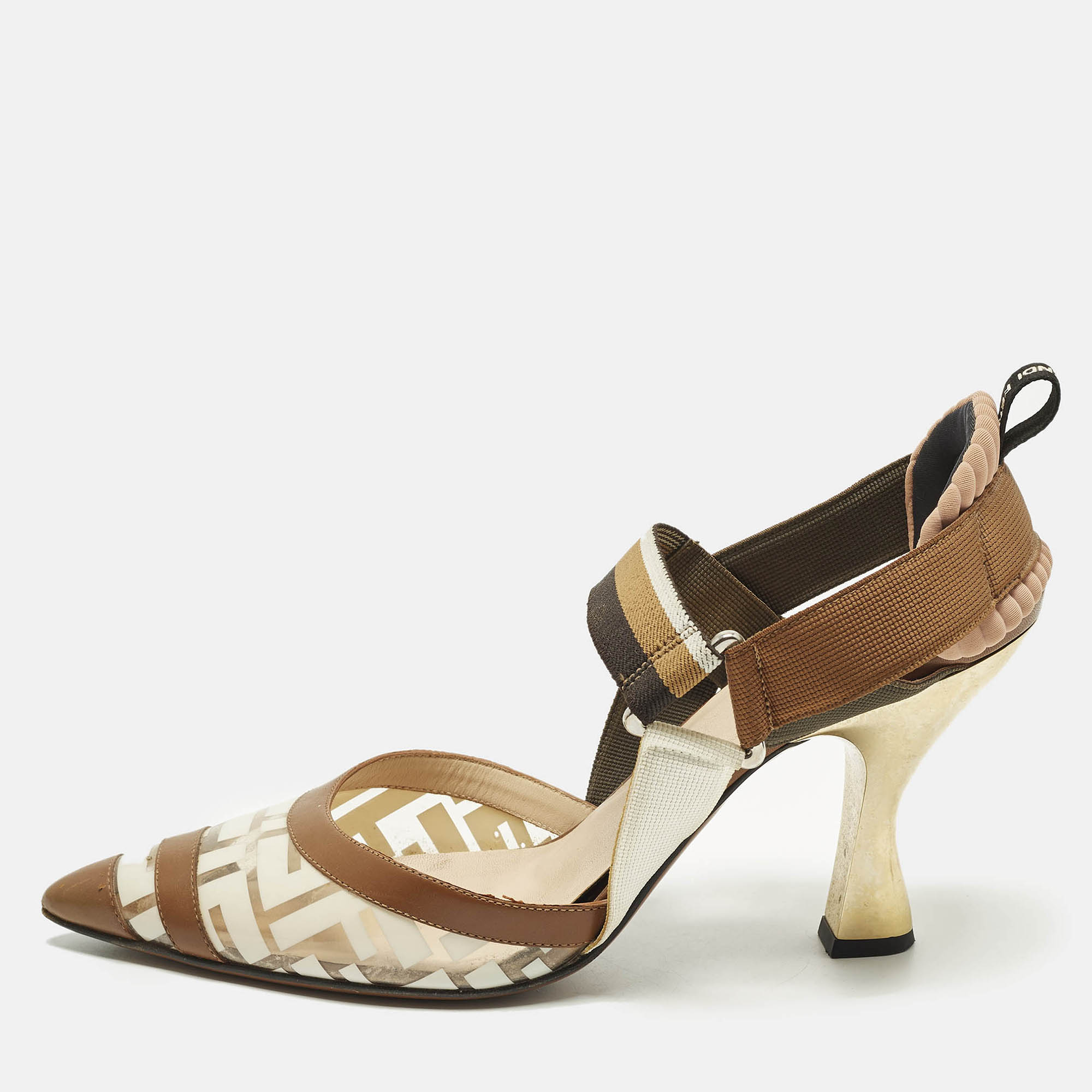 

Fendi Colibri Size  Multicolor Leather and PVC Slingback Pumps