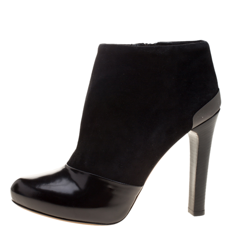 

Fendi Black Suede and Patent Leather Booties Size