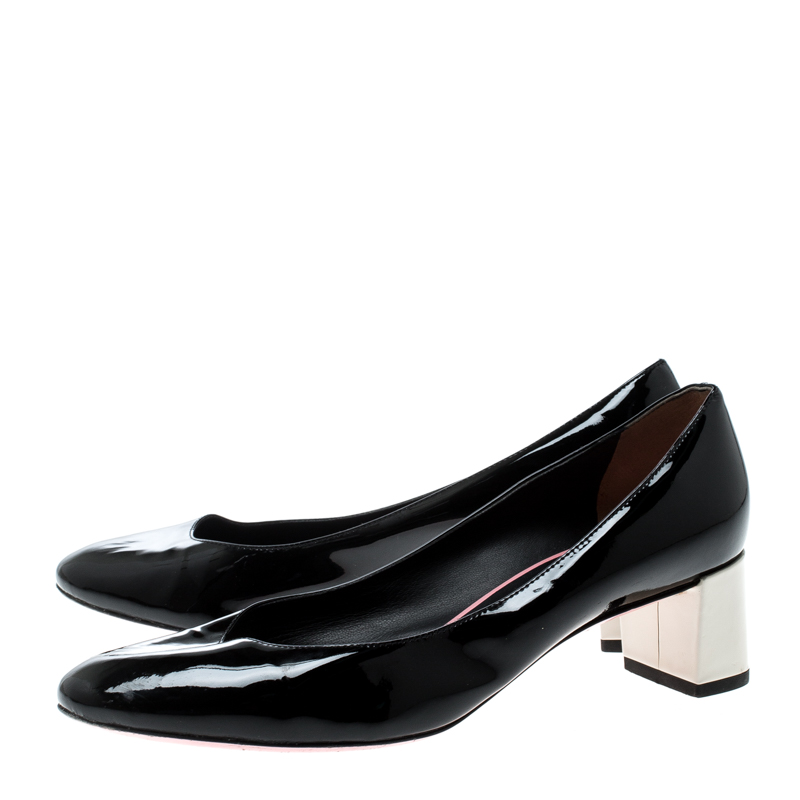 Pre-owned Fendi Black Patent Leather Eloise Round Toe Pumps Size 36