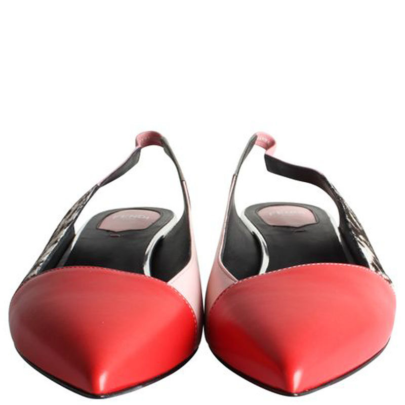 

Fendi Pink Leather Slingback Sandals Size