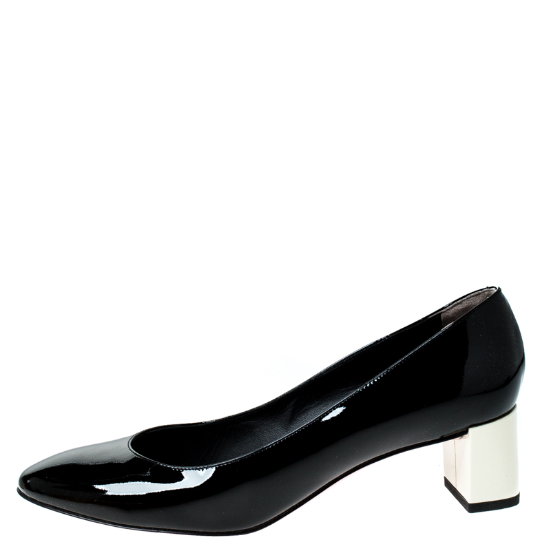

Fendi Black Patent Leather Block Heel Pumps Size