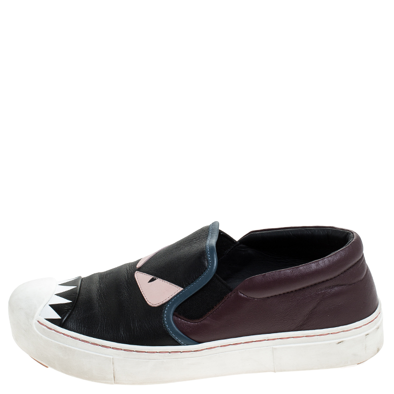 

Fendi Multicolor Leather Monster Slip On Sneakers Size