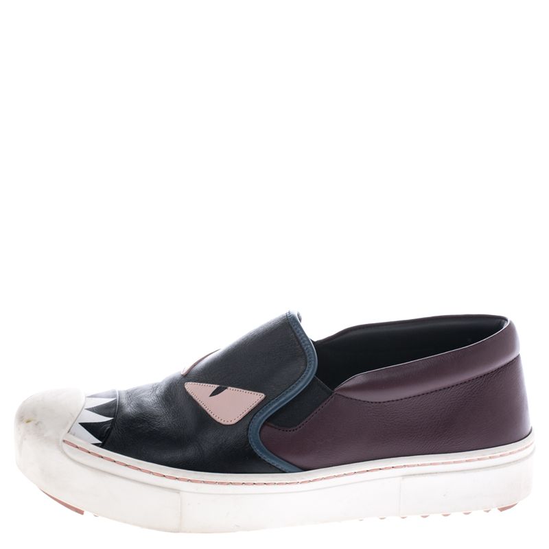 

Fendi Multicolor Leather Monster Slip On Sneakers Size