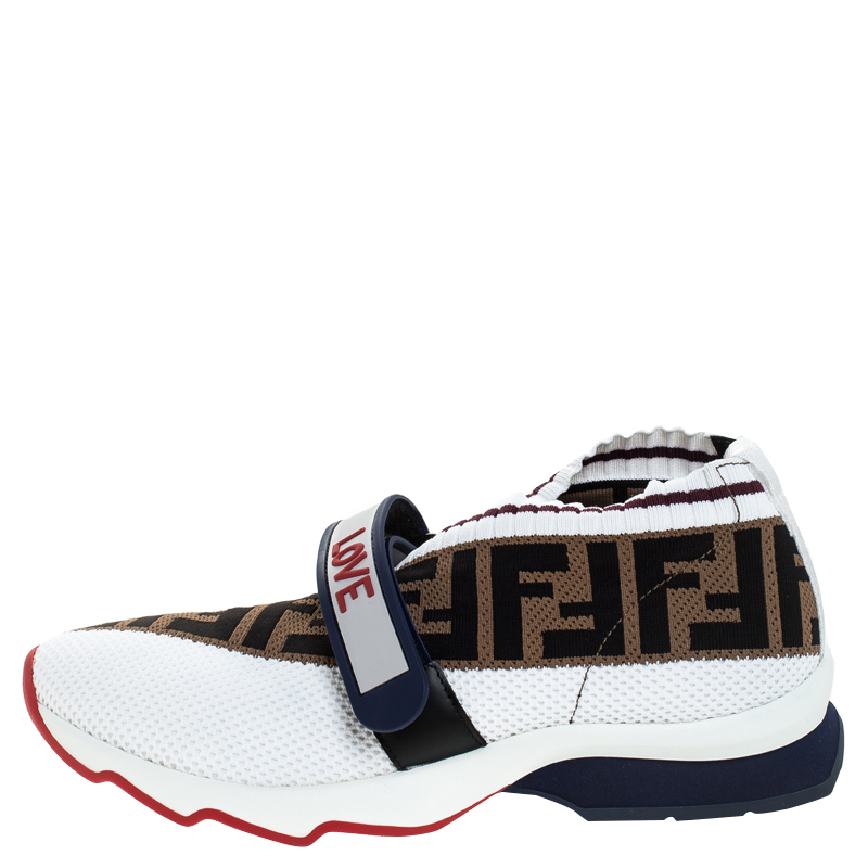 

Fendi Multicolor Knit Fabric And PVC Strap Rockoko Sneakers Size