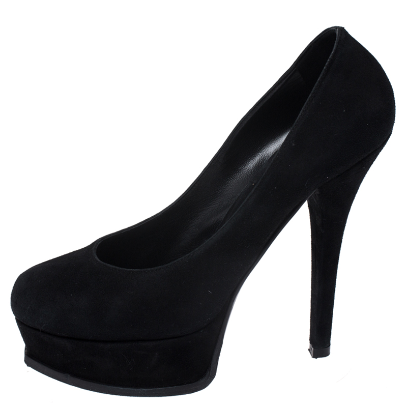 

Fendi Black Suede Fendista Platform Pumps Size