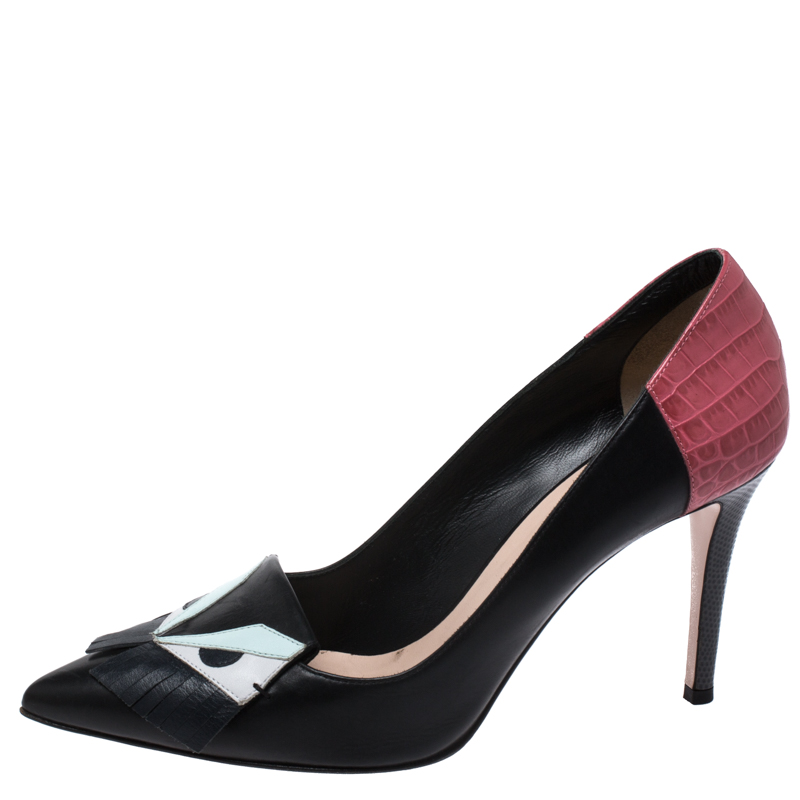 

Fendi Multicolor Leather Monster Eyes Pointed Toe Pumps Size