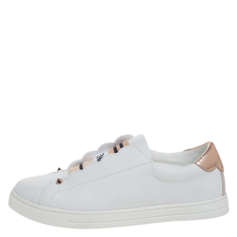 

Fendi White Leather Slip On Sneakers Size