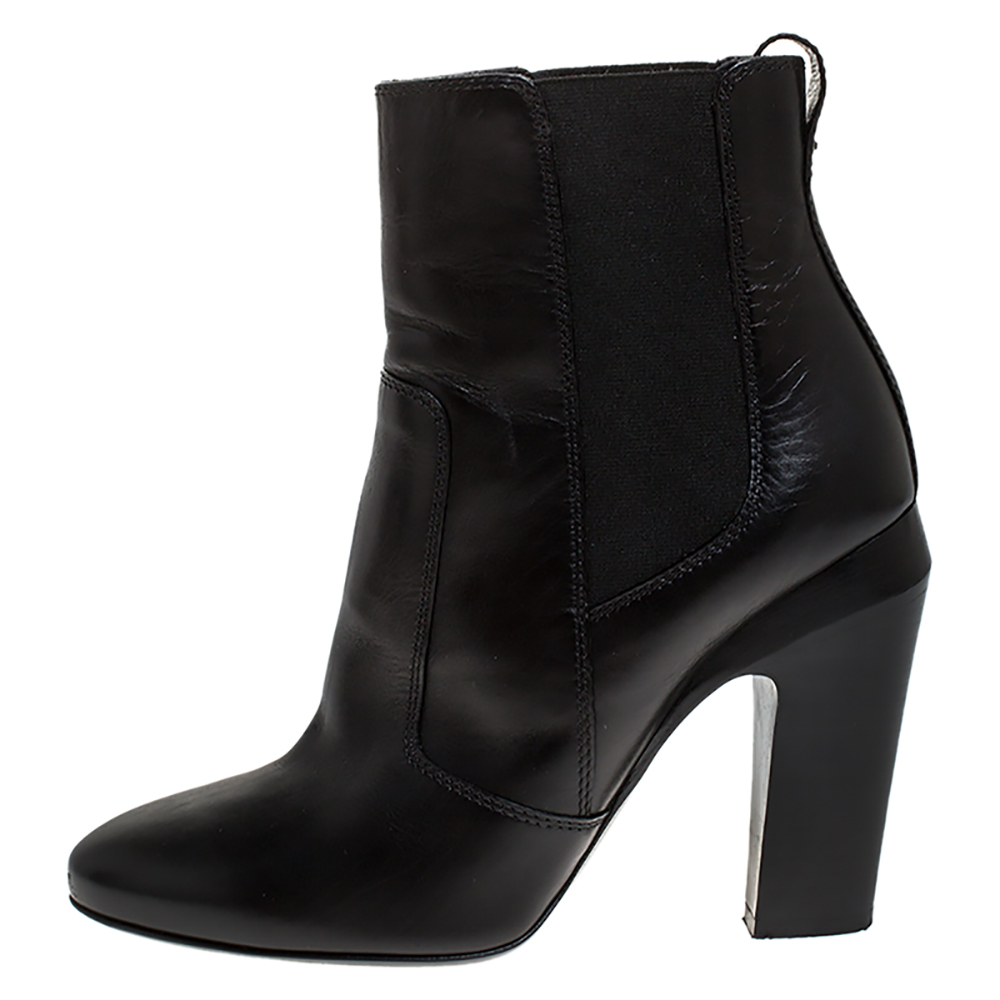Fendi Black Leather Ankle Boots Size
