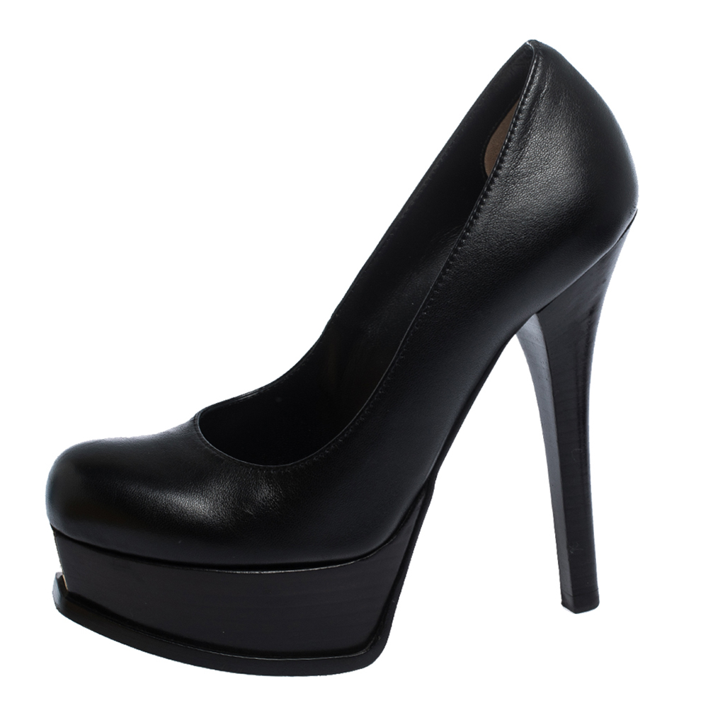 

Fendi Black Leather Fendista Platform Pumps Size