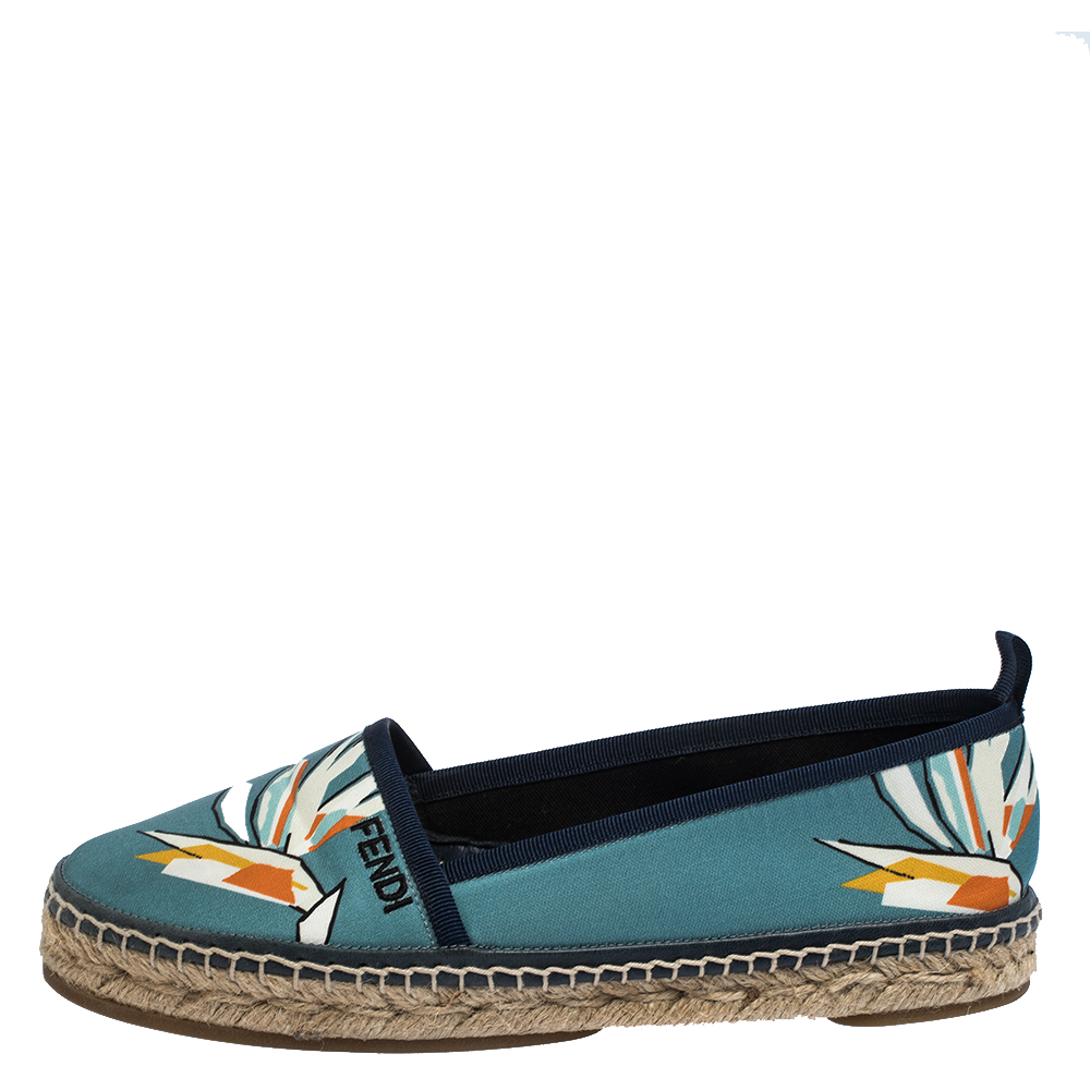 

Fendi Multicolor Printed Fabric Espadrille Flats Size