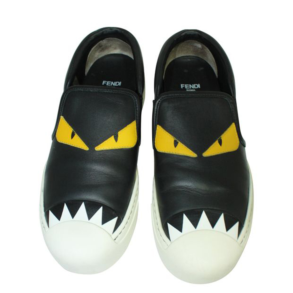 

Fendi Black Leather Monster Sneakers, Multicolor