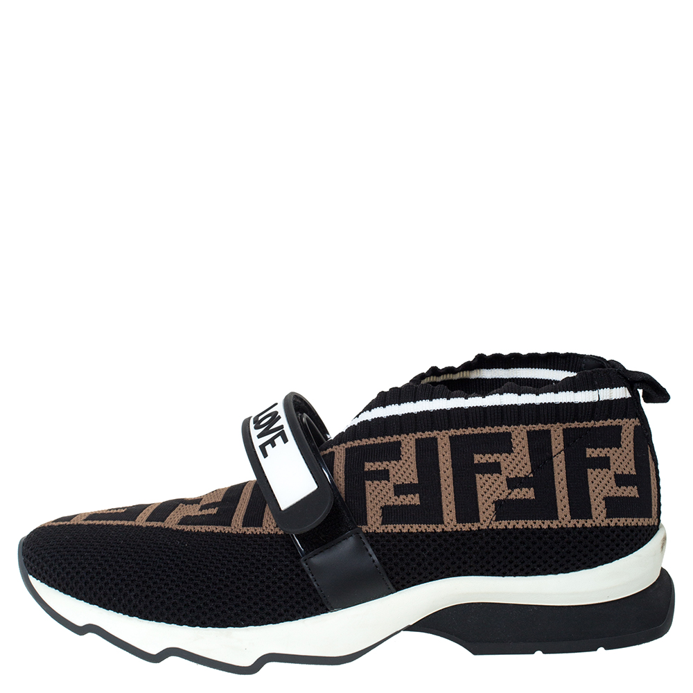 

Fendi Multicolor FF Monogram Knit Fabric Rockoko Sneakers Size