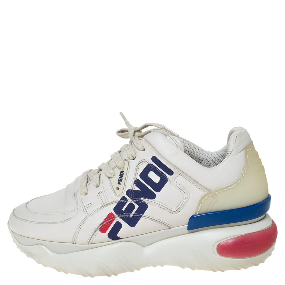 

Fendi White Leather And Rubber Fendi-Fila Mania Logo Low Top Sneakers Size