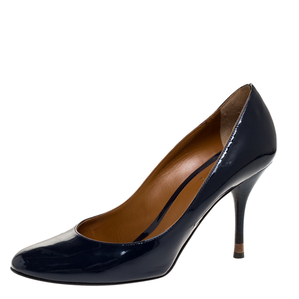 navy blue patent leather pumps