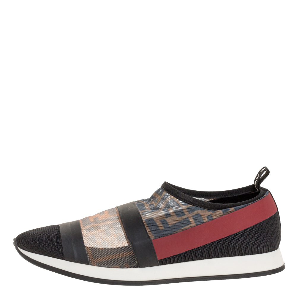 

Fendi Black/Brown Mesh Colibri Slip on Sneakers Size