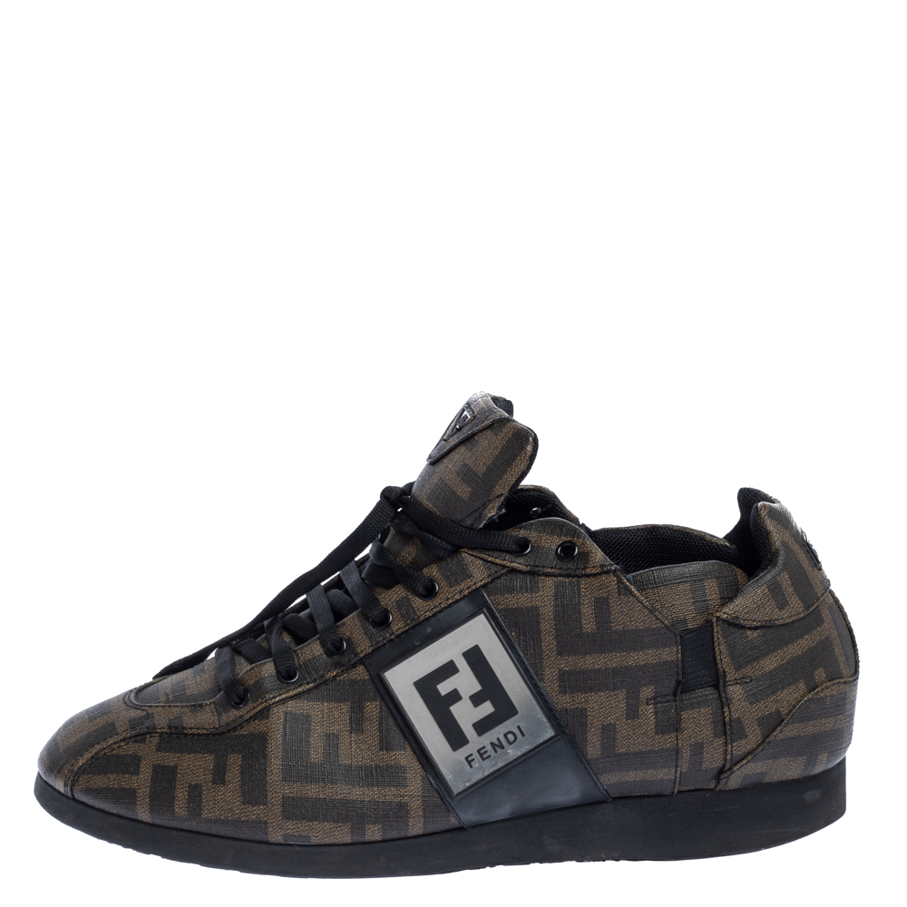 

Fendi Brown Zucca Canvas Low Top Sneakers Size