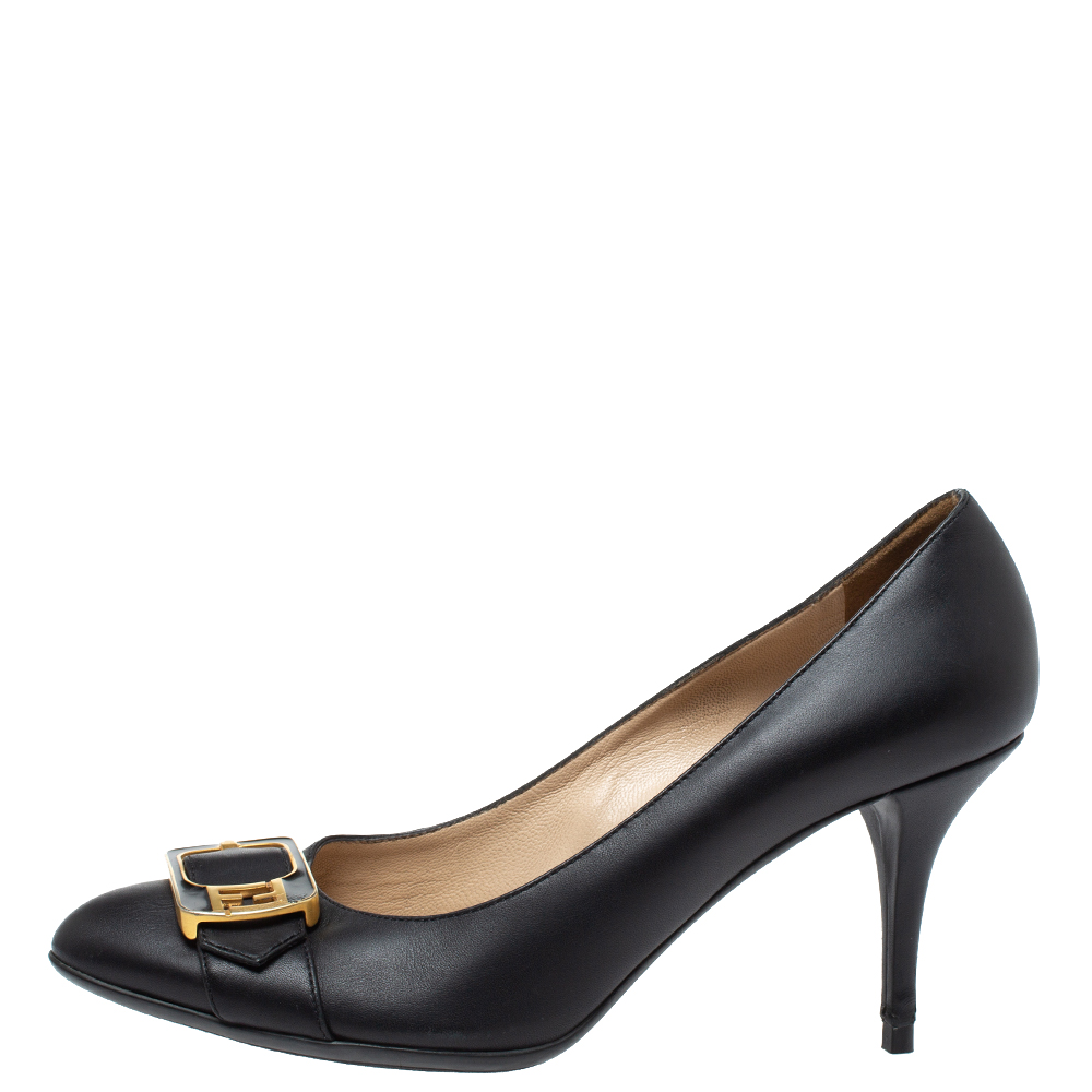 

Fendi Black Leather Chameleon Buckle Pumps Size