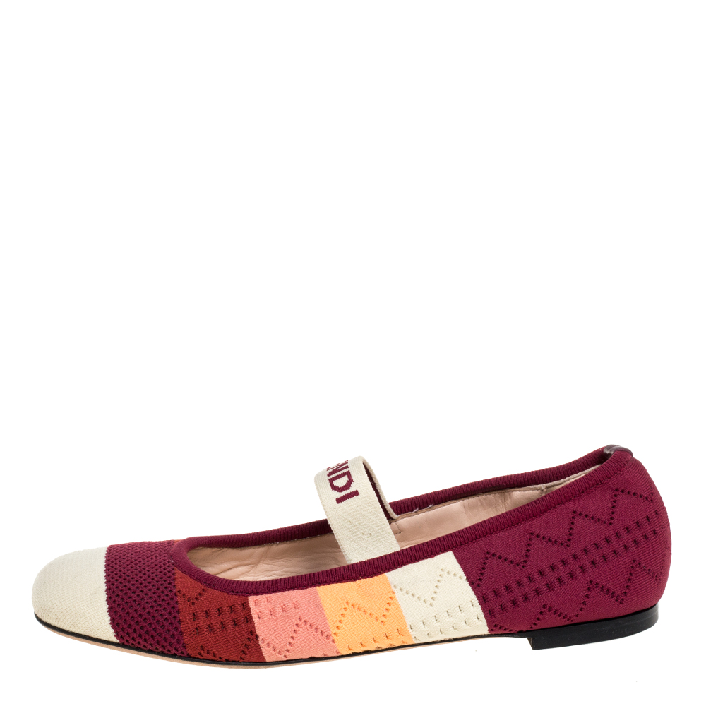 

Fendi Multicolor Marie Antoinette Ballet Flats Size, Burgundy