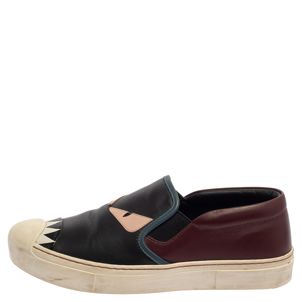 

Fendi Multicolor Leather Monster Slip On Sneakers Size