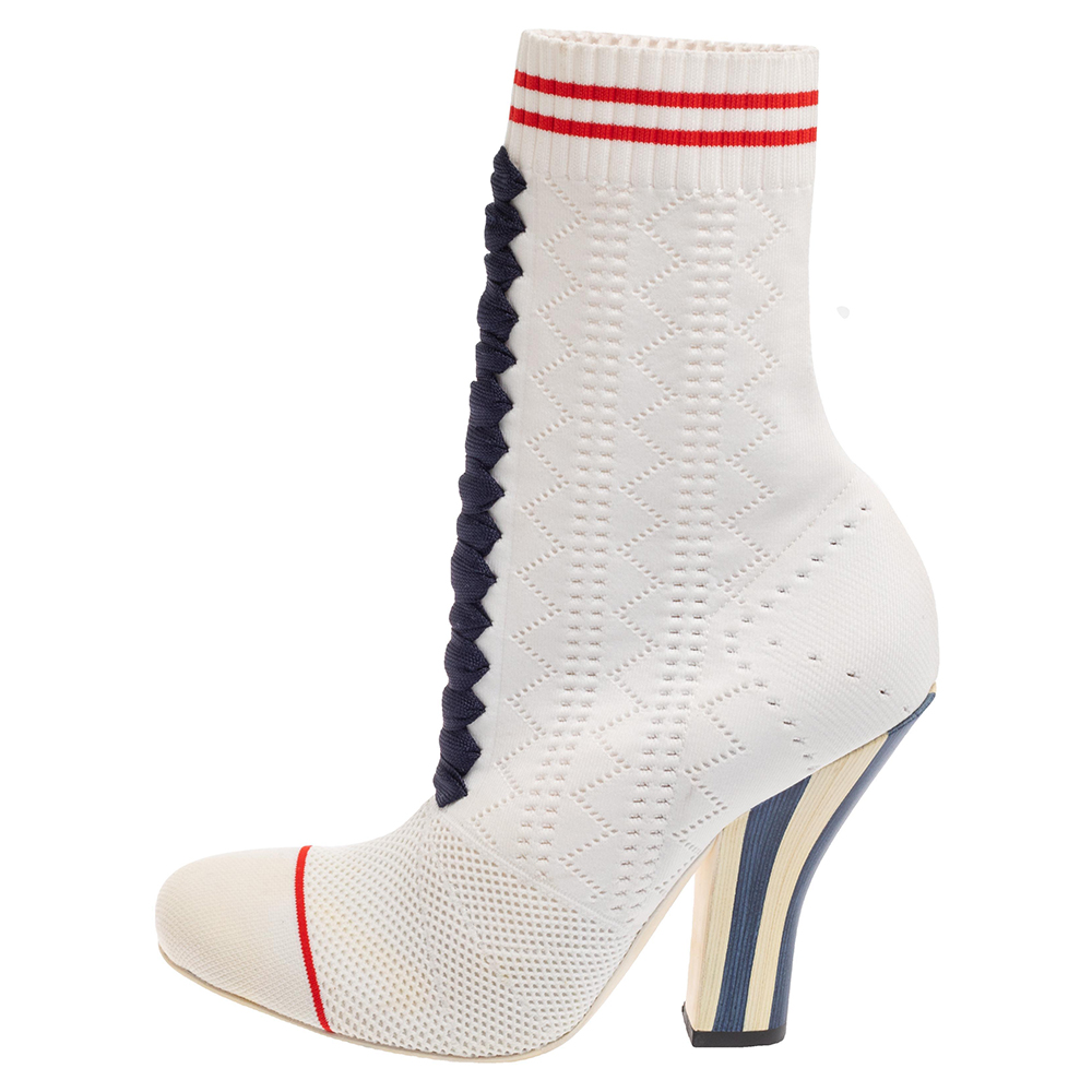 

Fendi White Knit Sock Slip on Boots Size