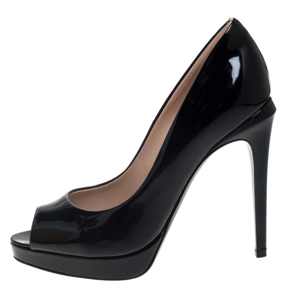 

Fendi Black Patent Leather Peep Toe Platform Pumps Size