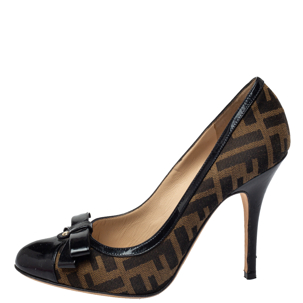 

Fendi Zucca Canvas And Leather Bow Pumps Size, Brown
