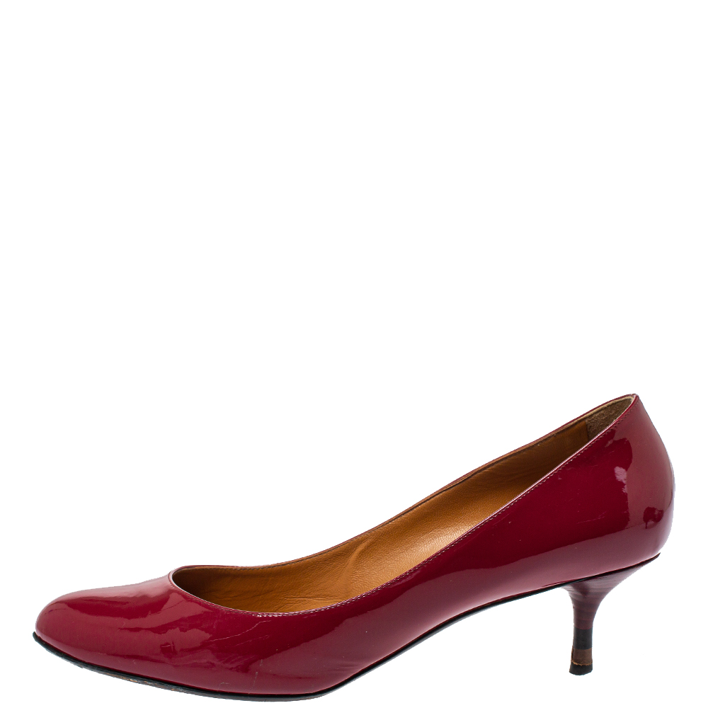 

Fendi Red Patent Leather Kitten Heel Pumps Size