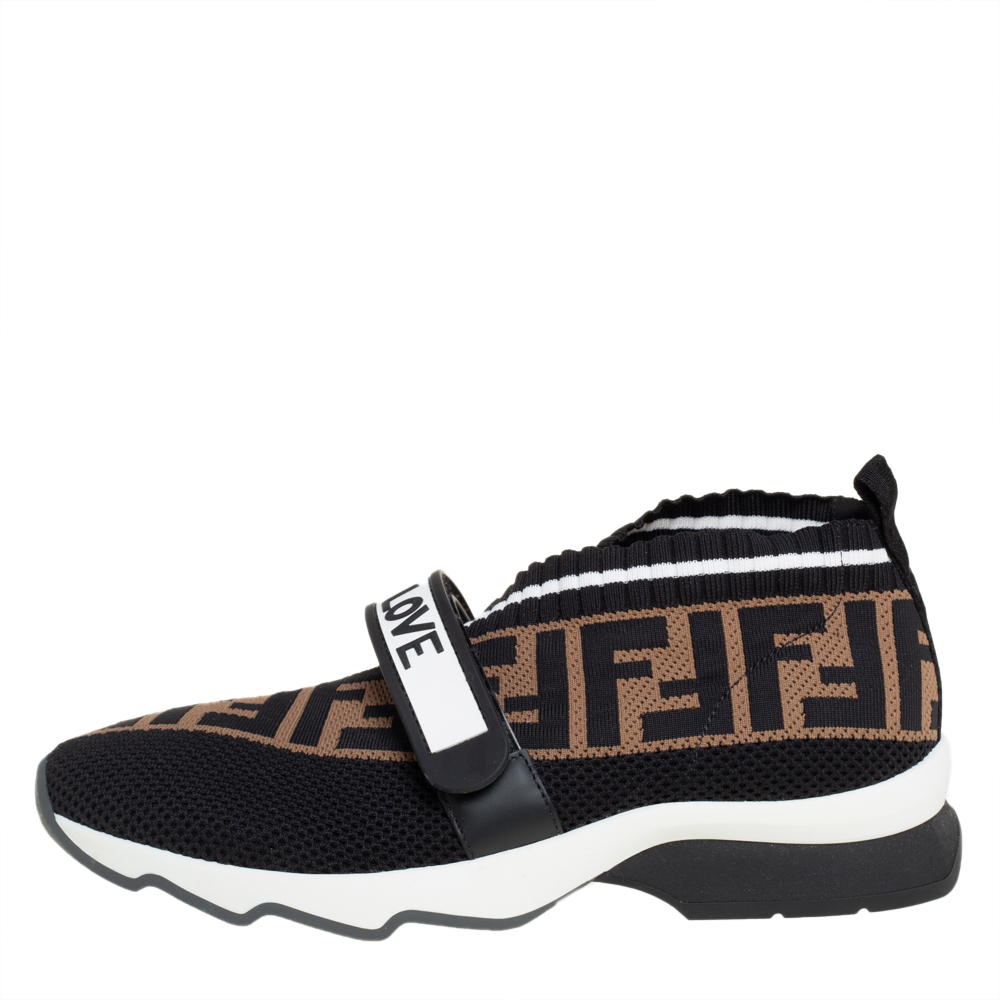 

Fendi Tobacco Rockoko Mesh And Knit Fabric Sneakers Size, Brown