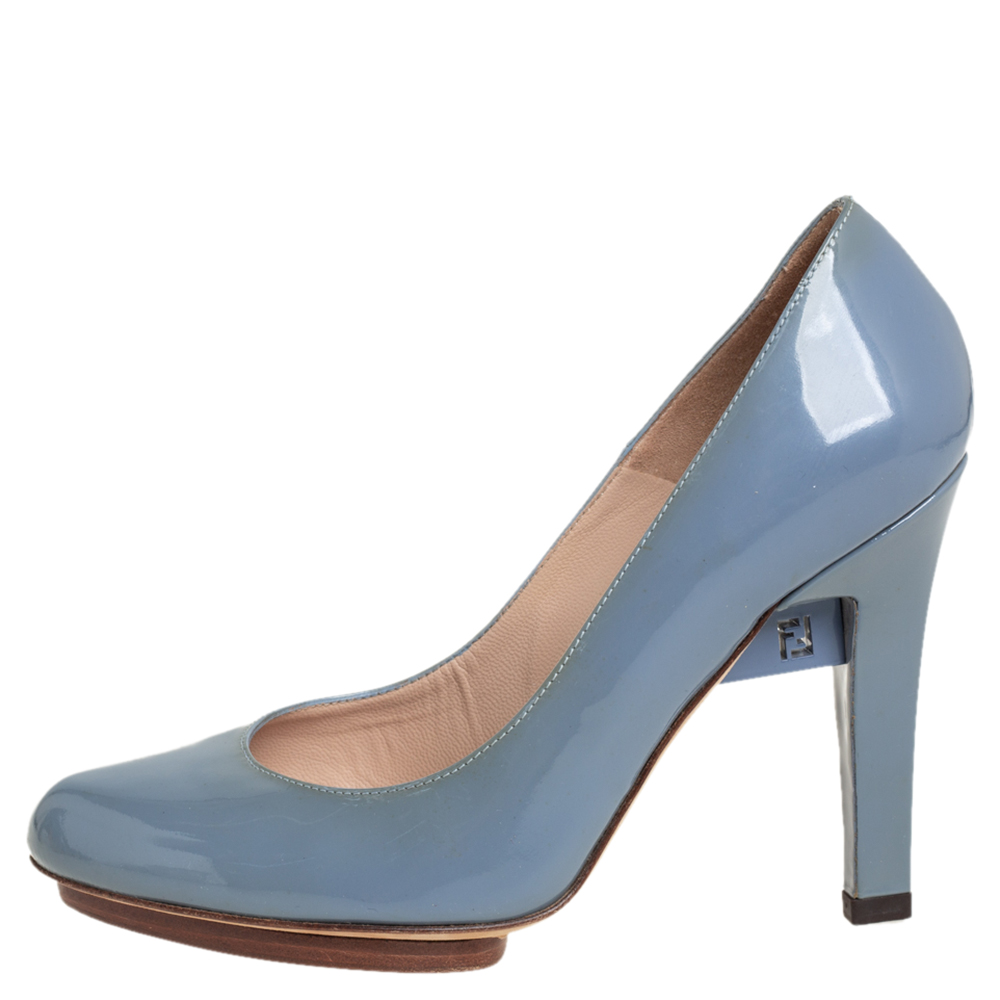 

Fendi Blue Patent Leather Round Toe Pumps Size